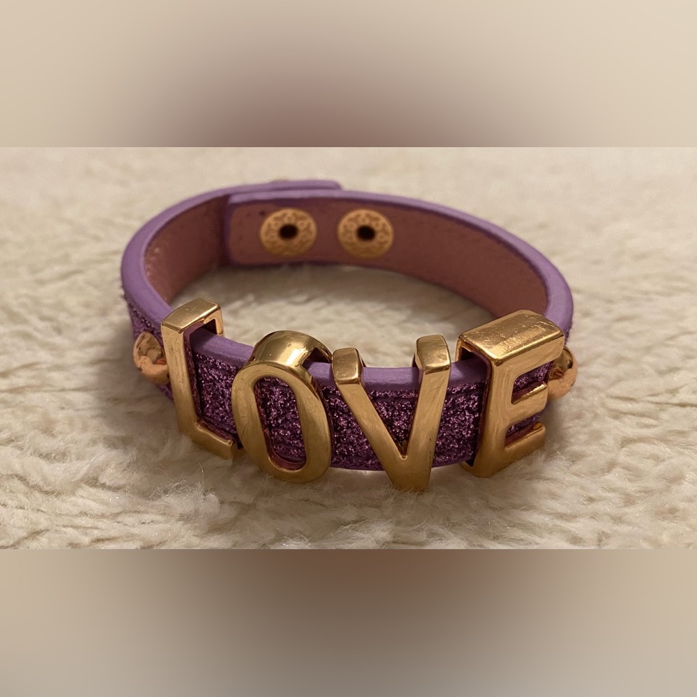 BCBGeneration Sparkly Purple & Rose Gold LOVE Bracelet